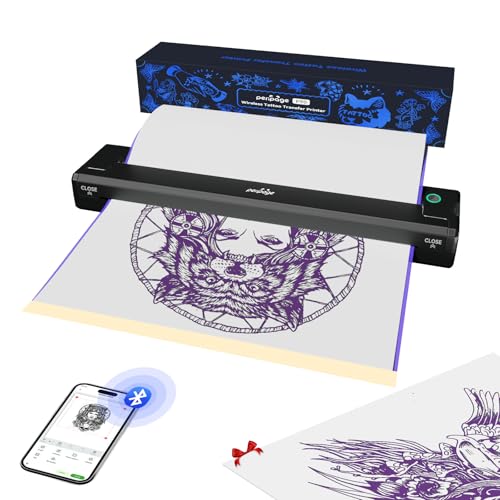 Wireless Tattoo Stencil Printer - Professional & Beginner Friendly, Bluetooth & USB Connectivity, Free Stencil Paper Included