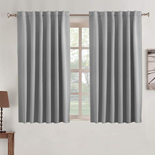 Turquoize Blackout Curtains Back Tab/Rod Pocket Curtain Panels Room Darkening Curtains for Girls Room Thermal Insulated Curtain Drapes for Living Room - Mineral Blue - 52