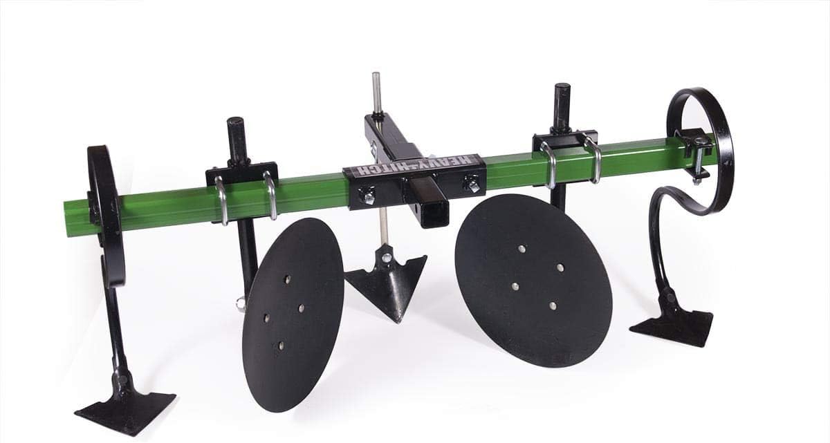 Heavy Hitch Multi-Purpose Disc Cultivator Garden Bedder Attachment with S-Tines and Row Maker Insert Powdercoated in Green | USA Made for Small Tractor Applications