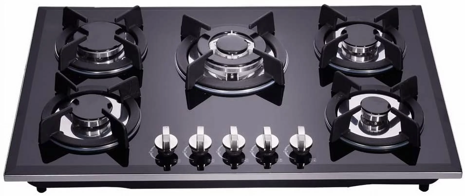 Deli-Kit 30 inch Gas Cooktop Tempered Glass 5 Burners Stove Top Dual Fuel Gas Hob NG/LPG Convertible DK157-A01S