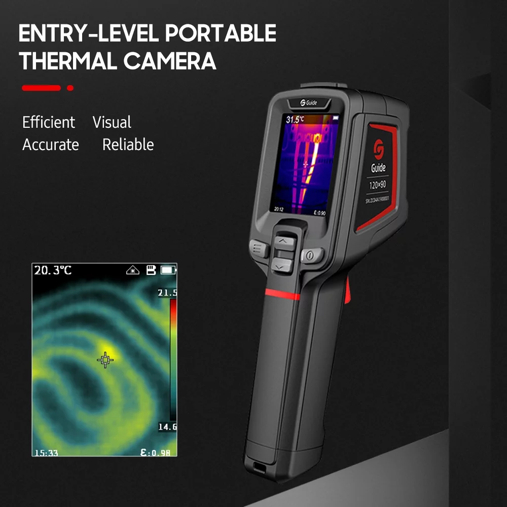 GUIDE T120 Entry-level Portable Thermal Camera 2000mAh Rechargeable Thermal Imager Non- Industrial Infrared Temperature Meter Thermographic Camera Handheld Thermal Imaging Tool 2.4-inch Larg