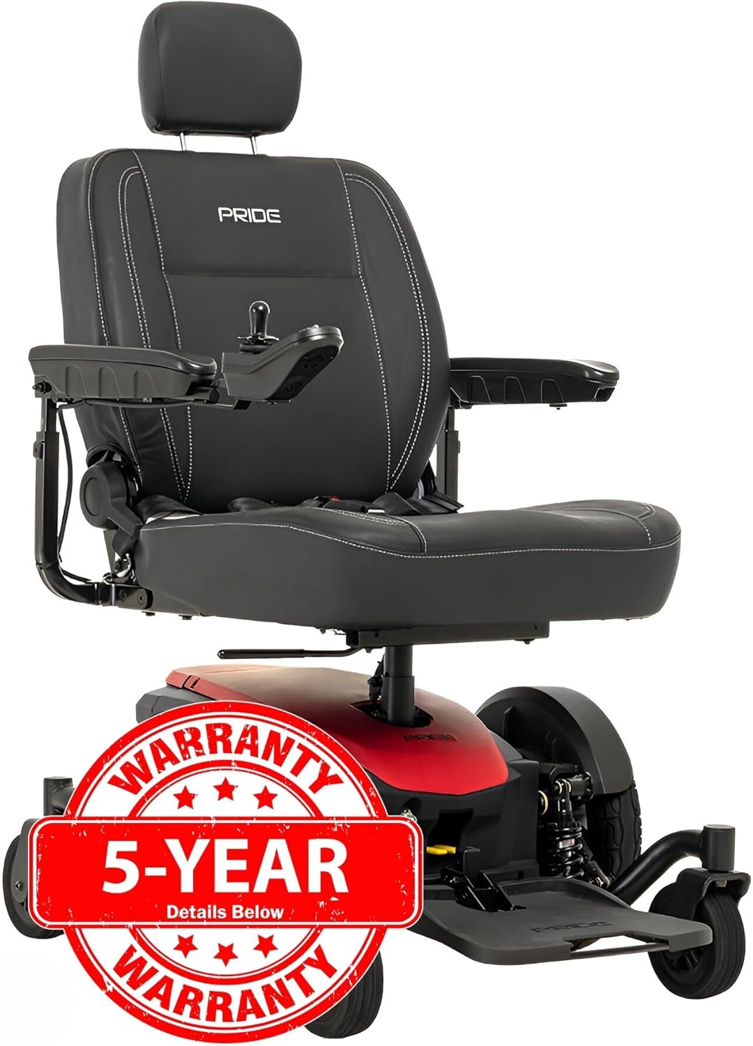 Pride Jazzy EVO 614 HD Power Chair - Electric Wheelchair Scooter for Adults, 450 Lbs Weight Capacity, NF-22 Battery, Cardinal Red, 24x