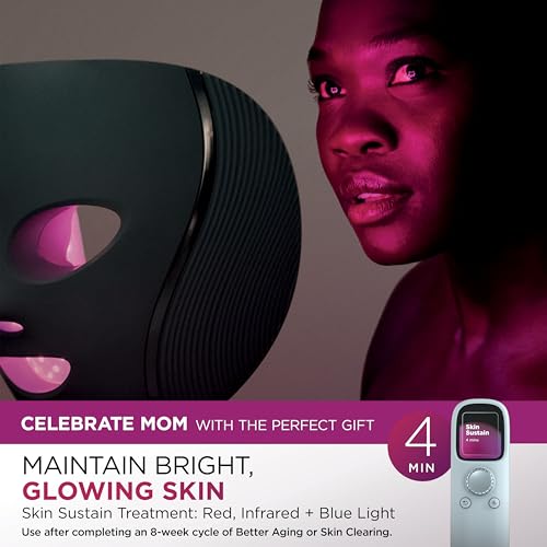 Shark CryoGlow LED Face Mask with Under-Eye Cooling, Anti-Ageing & Blemish Repair, Red & Blue LED, Infrared Light Therapy, USB-C, Remote Control, Storage Bag, Blue Frost, FW312