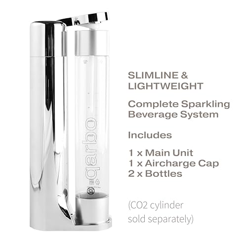 Twenty39 qarbo CLASSIC Sparkling Water Maker Machine - Soda Beverage Carbonator for Home, Seltzer & Carbonated Beverage Dispenser, Water Carbonation Fizz Maker (Metallic Red)