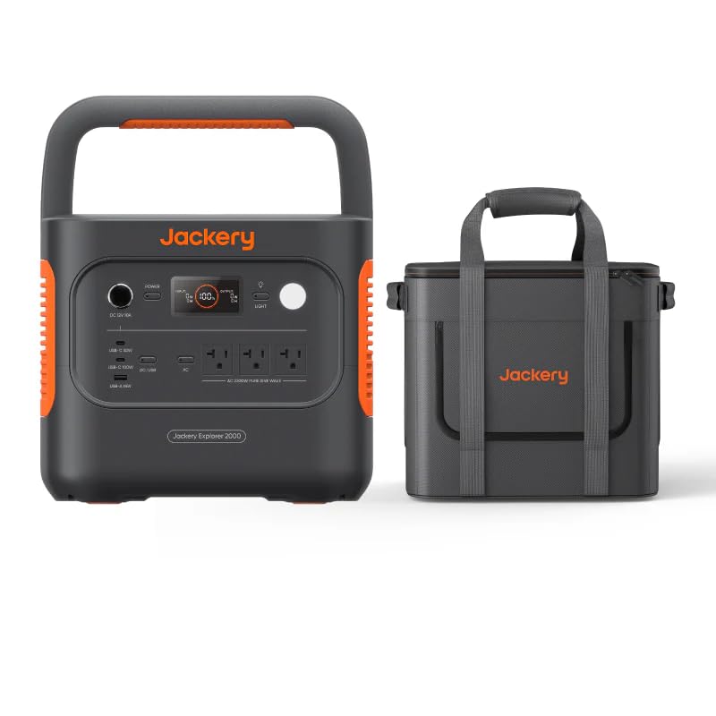 Jackery Explorer 2000 v2 Portable Power Station, 2042Wh LiFePO4 Home Backup Battery, 2200W Solar Generator, USB-C PD 100W Fast Charging for Emergencies, Power Outages, Camping(Solar Panel Optional)
