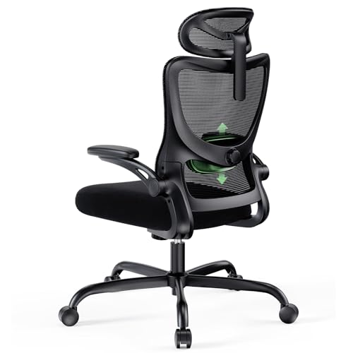 Marsail Office Chair Ergonomic Desk Chair with 3 Ways PU Armrests and Adjustable Lumbar Support Breathable Mesh Computer Chair Executive Rolling Swivel Comfy Task Chair for Home Office Gaming