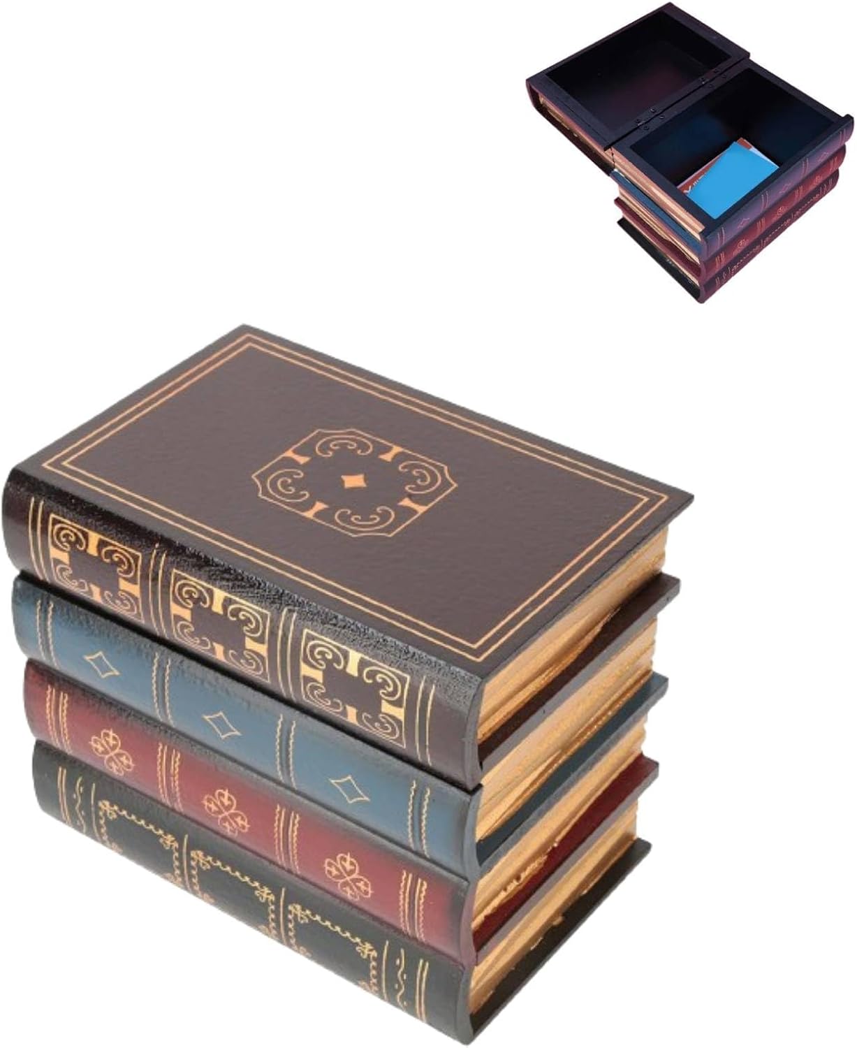 Fake Books Wooden Storage Box, Fake Book Box Hidden Storage Book Decorative Book Boxes Antique Books for Decoration