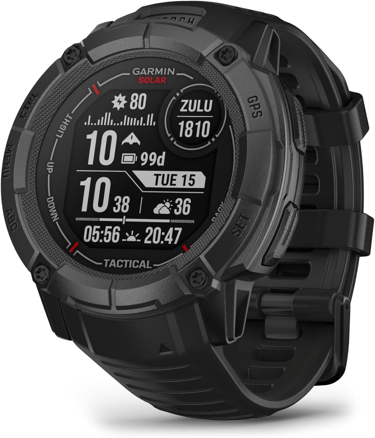 Garmin Instinct 2X Solar - Tactical Edition Black, Rugged Outdoor GPS Smartwatch for Men, Solar Charging Capability, Ballistics Calculator Built-in Flashlight Smart Watch Bundle with Accessories