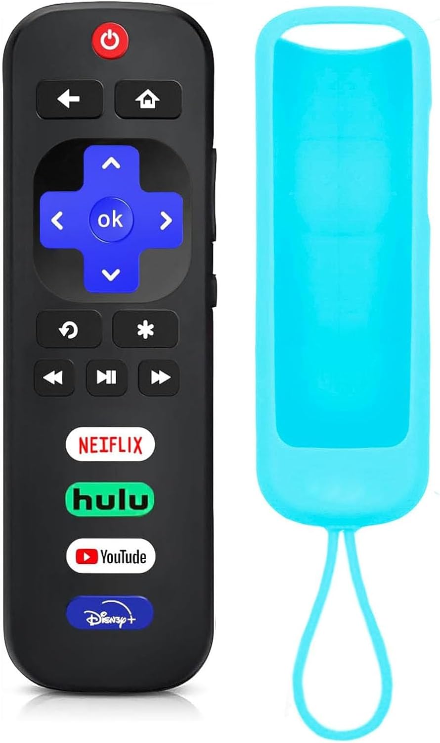 Replacement Remote for Roku TCL TV with Luminous Silicone Case, Compatible for TCL Roku, Hisense, Onn, Sharp, Element, Westinghouse, Philips Roku Series Smart TVs (Not for Roku Stick and Box)