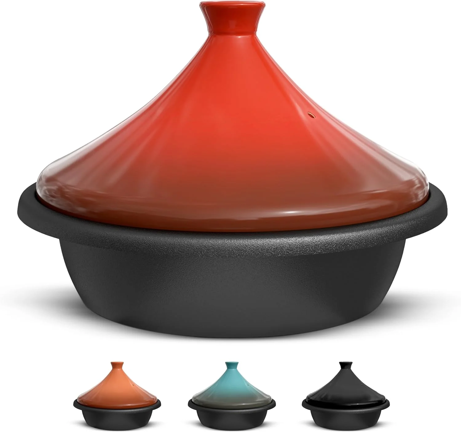 Moroccan Tagine, Enameled Cast Iron Cooking Pot, Tajine With Ceramic Cone-Shaped Closed Lid, 3.3 QT (Ceramic)