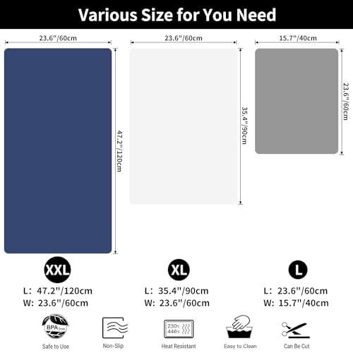 Large Silicone Mats for Kitchen Counter, Heat Resistant Mat for Kitchen Island Countertop Protector Mat, Non-Slip Extra Large Counter Placemat Baking Mat,2Pack