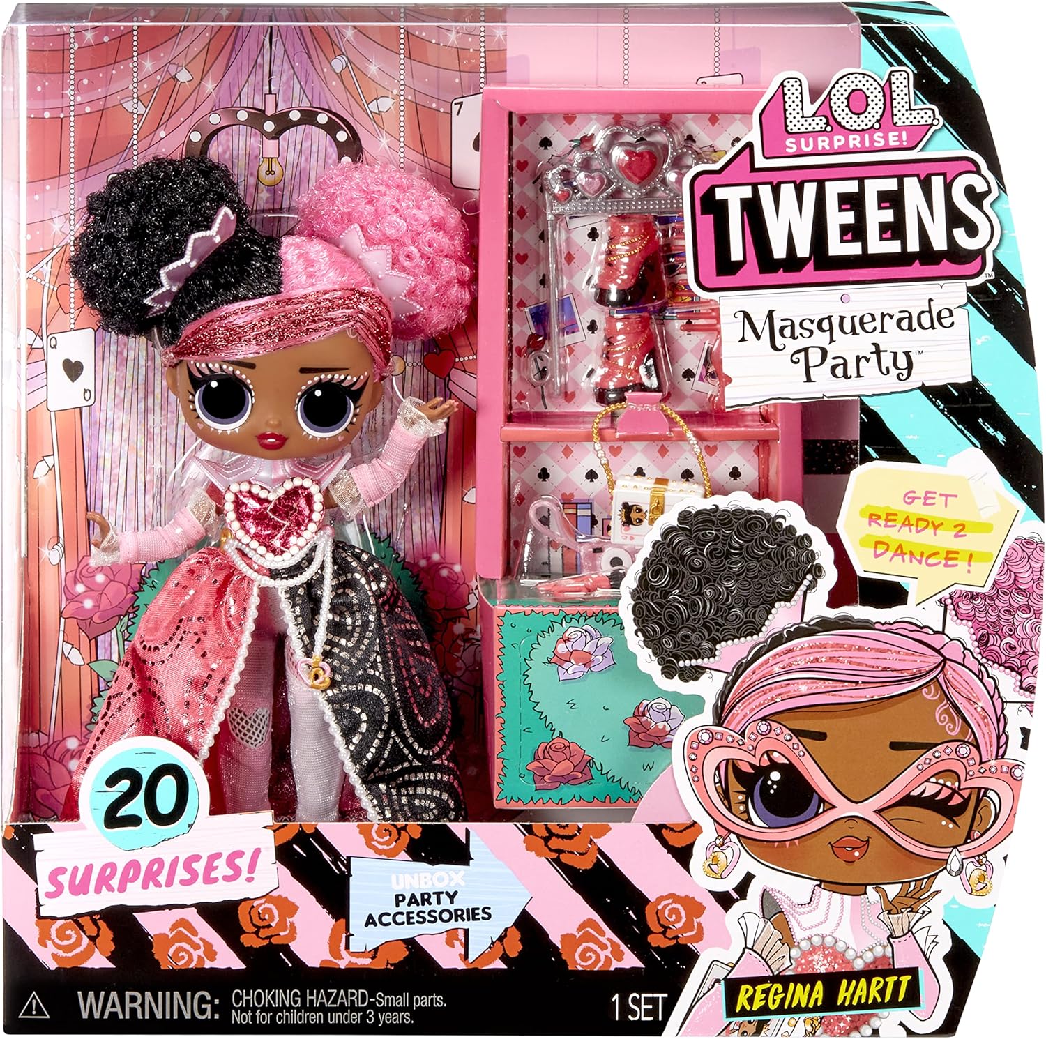 L.O.L. Surprise! Tweens Masquerade Party Regina Hartt Fashion Doll with 20 Surprises Including Accessories & 2 Pink Outfits, Holiday Toy Playset, Great Gift for Kids Girls Boys Ages 4 5 6+ Years Old