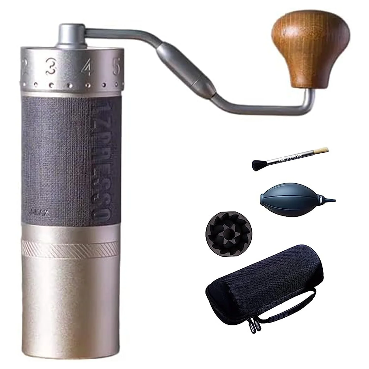 1Zpresso J MAX S Manual Coffee Bean Grinder Silver Grinder for Coffee Beans Burr with Hogor Manual