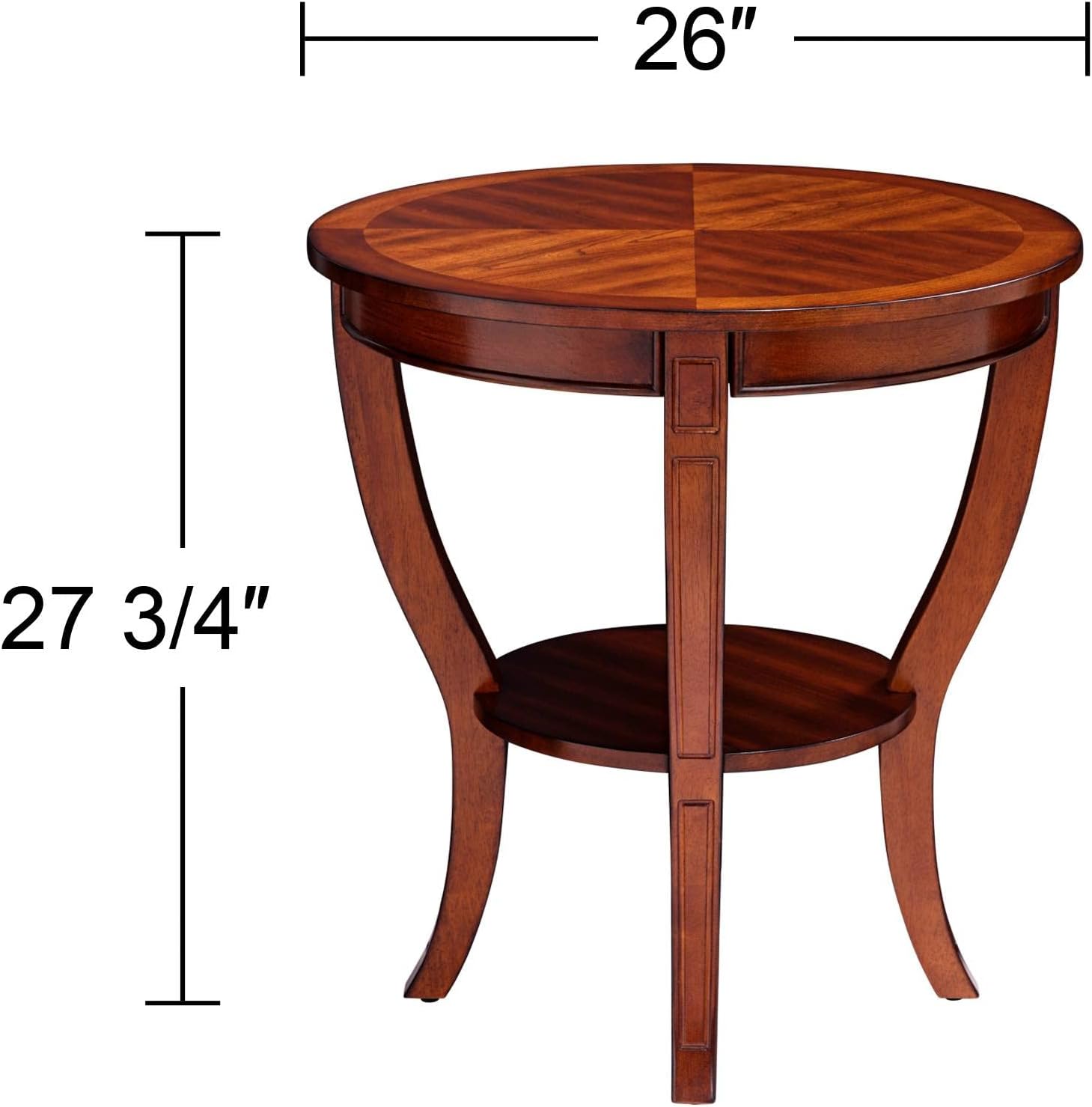Patterson II Farmhouse Rustic Cherry Wood Round Accent Side End Table 26