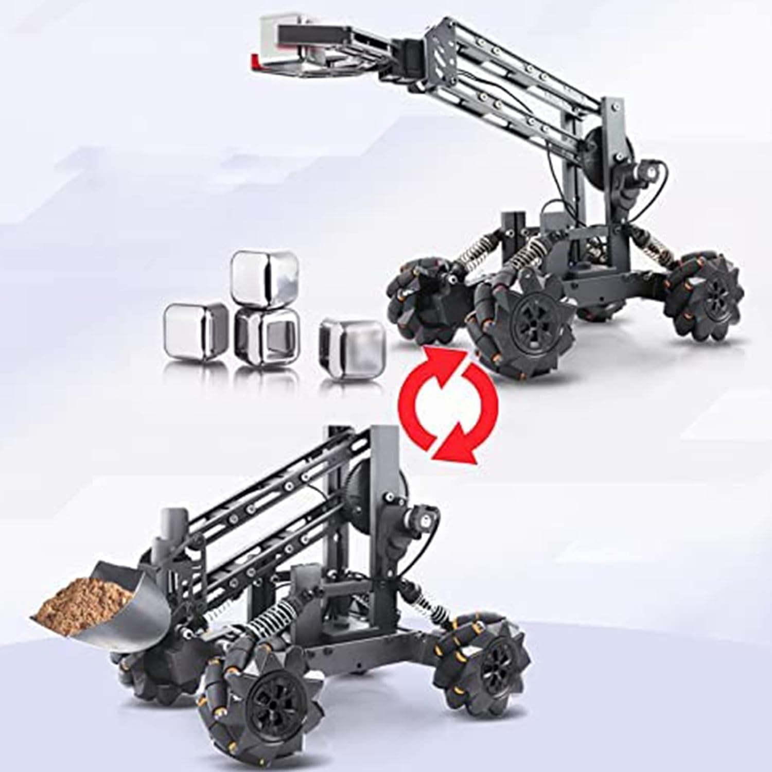 VANLINNY Robot Arm Kit and Remote Control Excavator,3-in 1 Science Kits with 4-DOF Robotic Car,Electronic Programming DIY Toy for Kids Ages 12+,Promotes STEM Interest in Science,Technology.