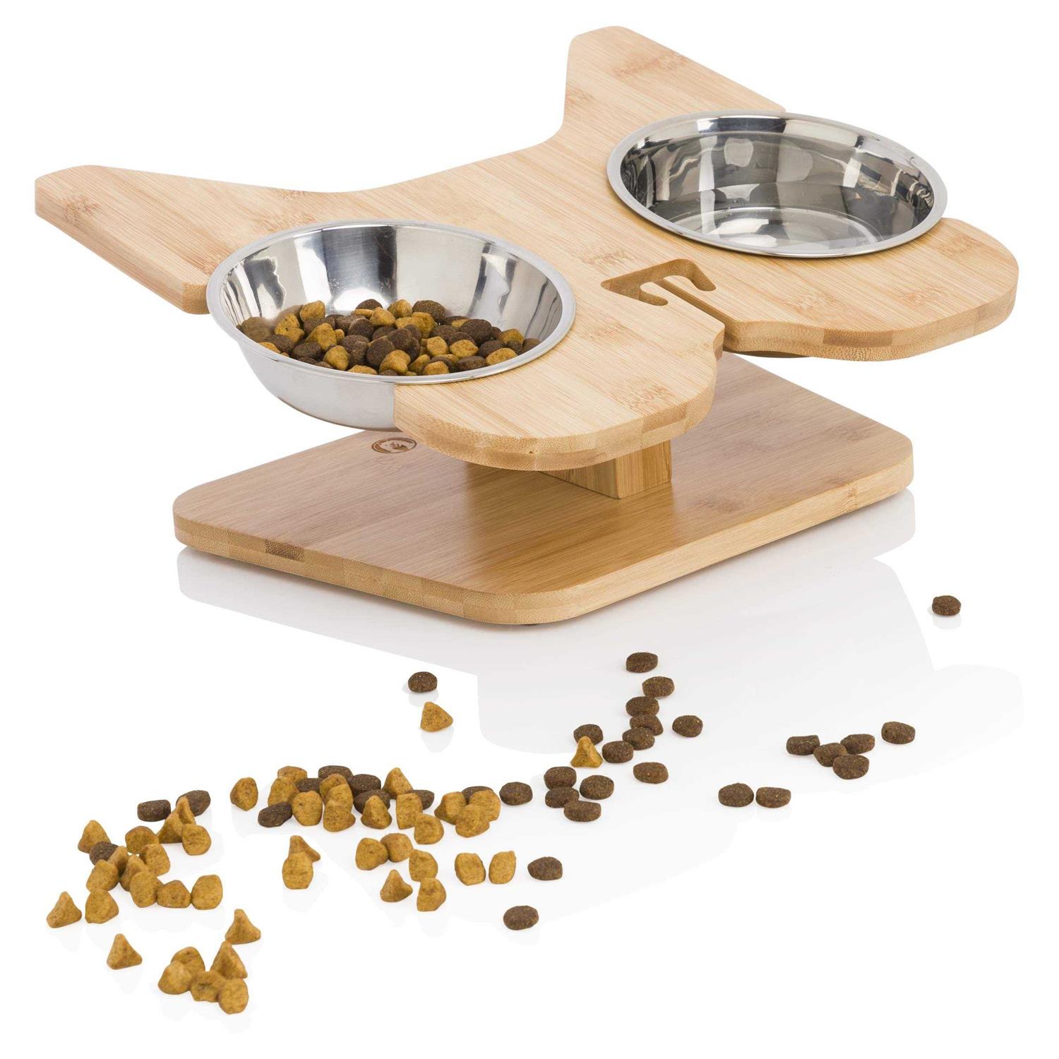 Nibbleypets Elevated Dog Bowl Stand with Stainless-Steel Food and Water Bowls - Pet Supplies online store