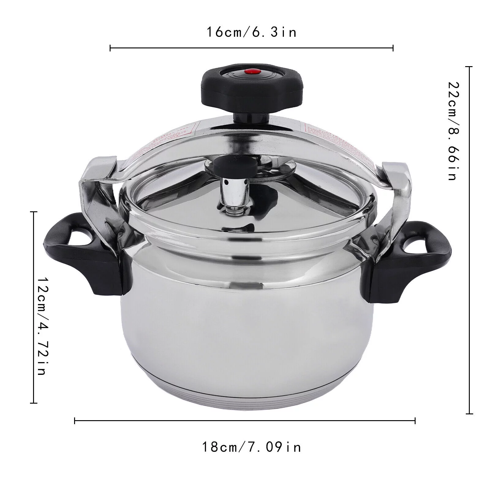 3L Mini Pressure Cooker for 1-2 People Family 304 Stainless Steel 50Kpa Pressure Canner