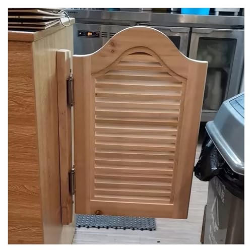 Wooden Cafe Swing Doors, Solid Wood Cafe Swinging Doors, Kitchen Cowboy Door Unpainted, Cafe Entrance Partitioned Single Gate, Shops Louvered Door Customizable, Pub Counter Swing Gate(W40xH90cm(16x35i