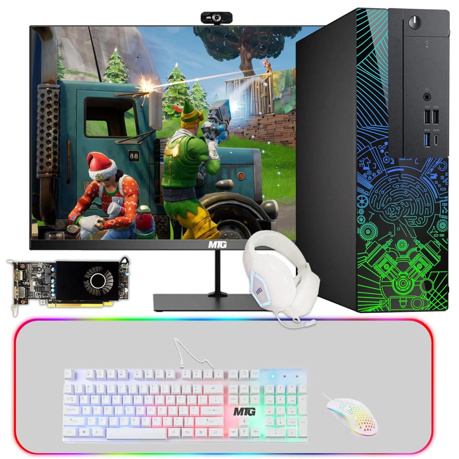 Restored Lumos 8 Gaming Desktop PC,Intel Core i5 8th Gen,16GB RAM,128GB SSD + 2TB HDD,AMD RX 550 4GB GDDR5 Graphics Card,27 Inch Monitor,PCI-E Bluetooth|Wi-Fi,RGB Kit,Win 11 Home
