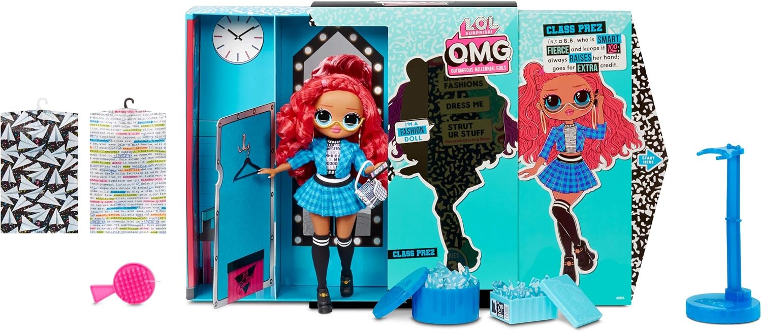 LOL Surprise OMG Series 3 Class Prez Fashion Doll With 20 Surprises Including Exclusive Doll, Outfit, Shoes, Accessories, Hat, Purse, Hairbrush, Doll Stand, Closet/Dress Room Playset | Kids 4-15 Years
