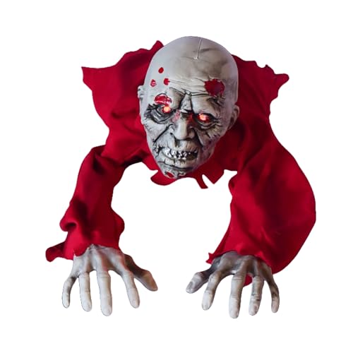 Halloween Zombie Groundbreaker Decoration, Horror Crawling Zombie, Voice Activated Crawling Zombies with Scary Sound Glowing Eyes, Haunted House Decoration, for Halloween Yard Garden Decor(Blue)