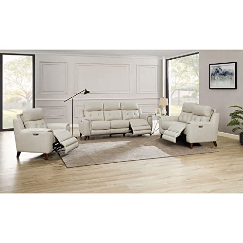 Hydeline Torino Zero Gravity Power Recline and Headrest Top Grain Leather Sofa Couch with Built-in USB-Ports, Vanilla