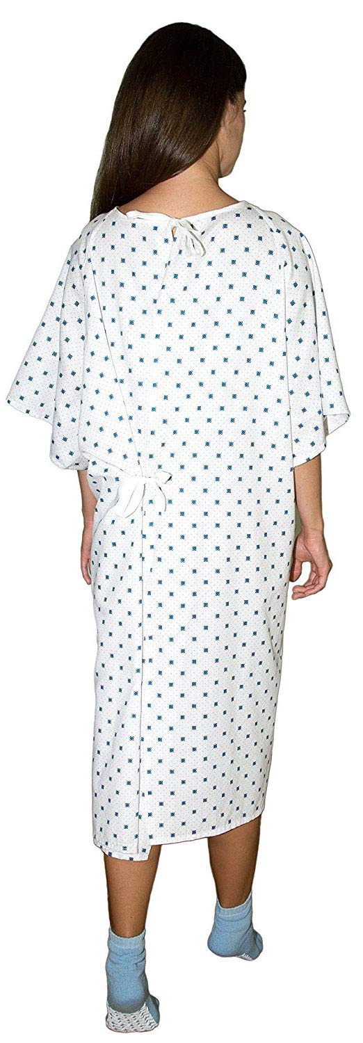 4 Pack - Premium Diamond Print Hospital Gowns/Hospital Patient Gown w/Back Ties
