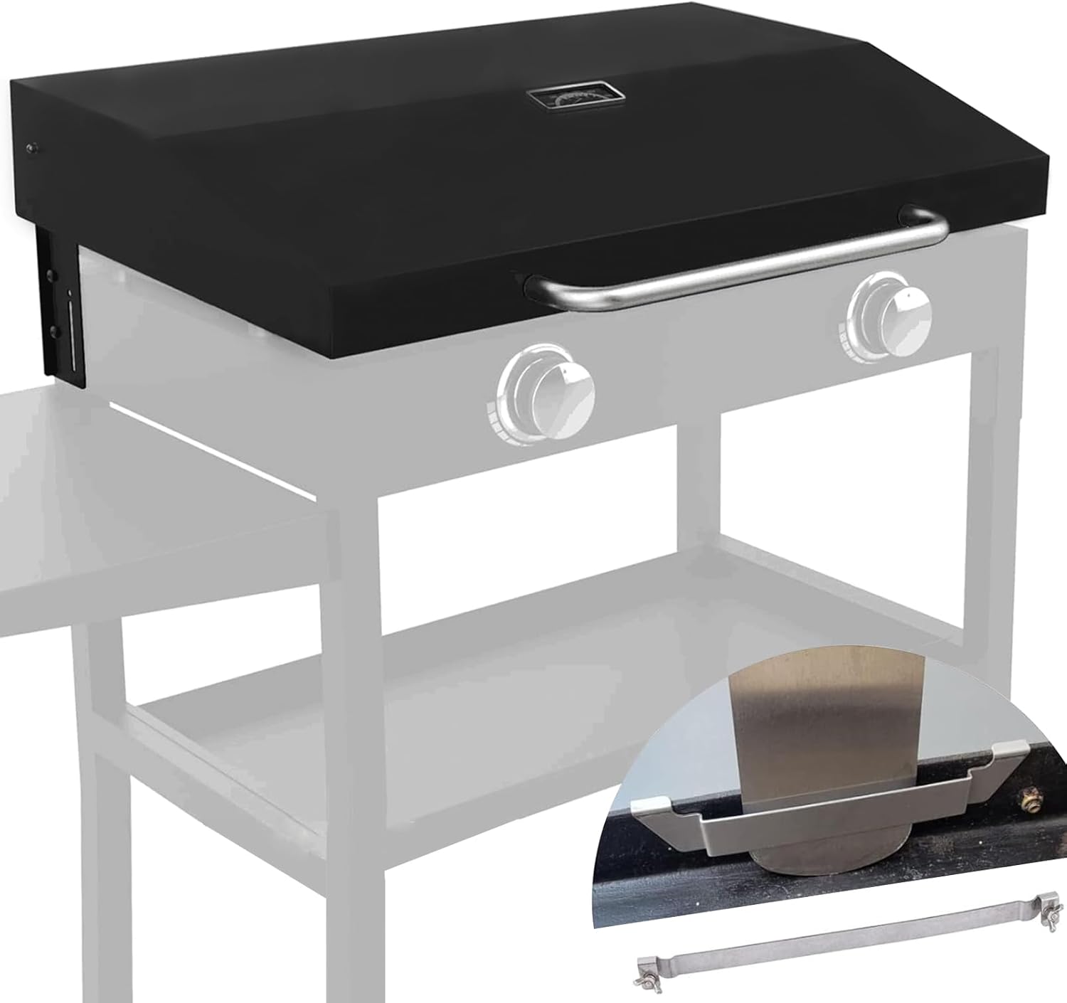 Upgrade Hinged Lid for 28 inch Blackstone Griddle Hard Cover Hood with Thermometer for Blackstone 28