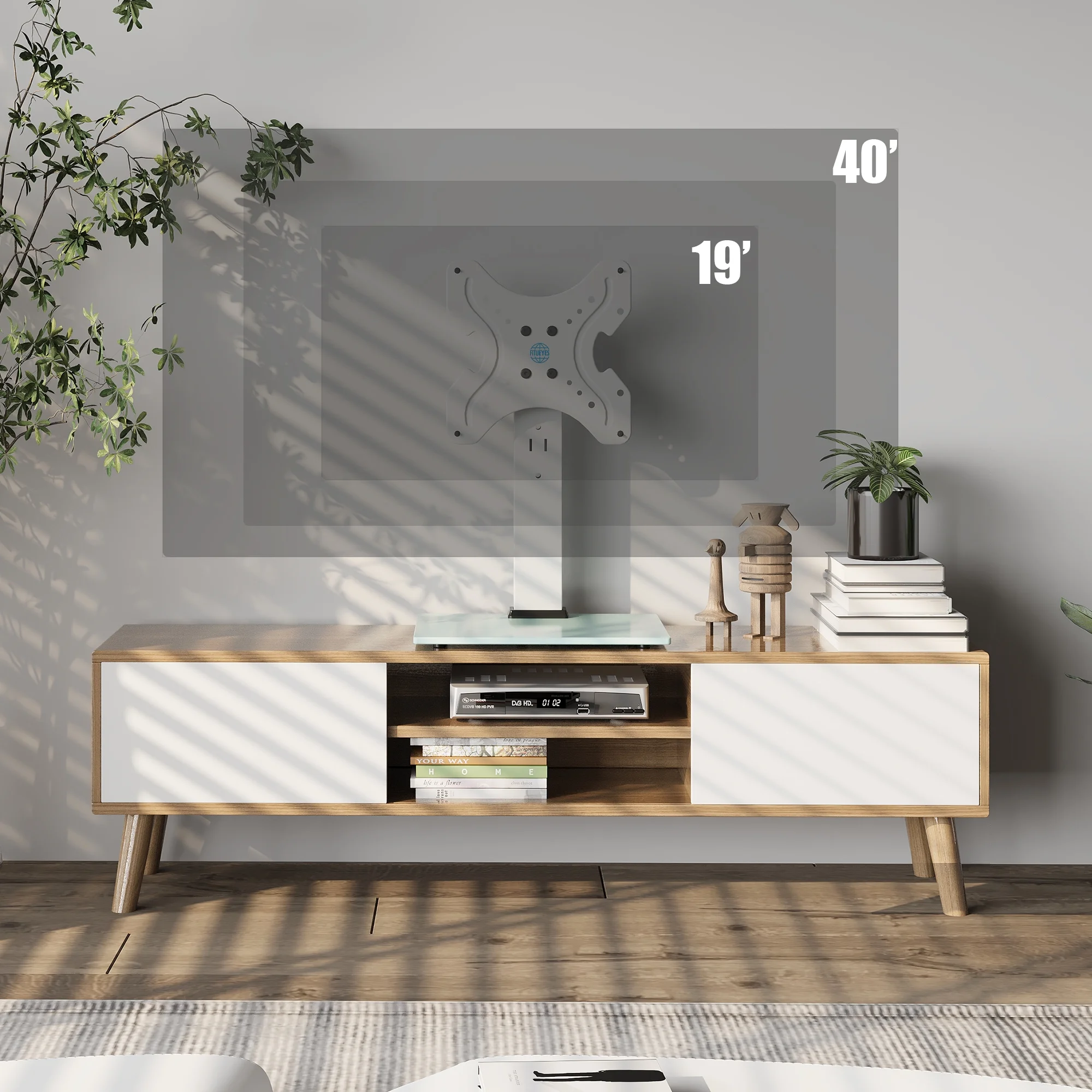 FITUEYES Universal TV Stand Tabletop TV Base with Swivel Mount for 19''-40