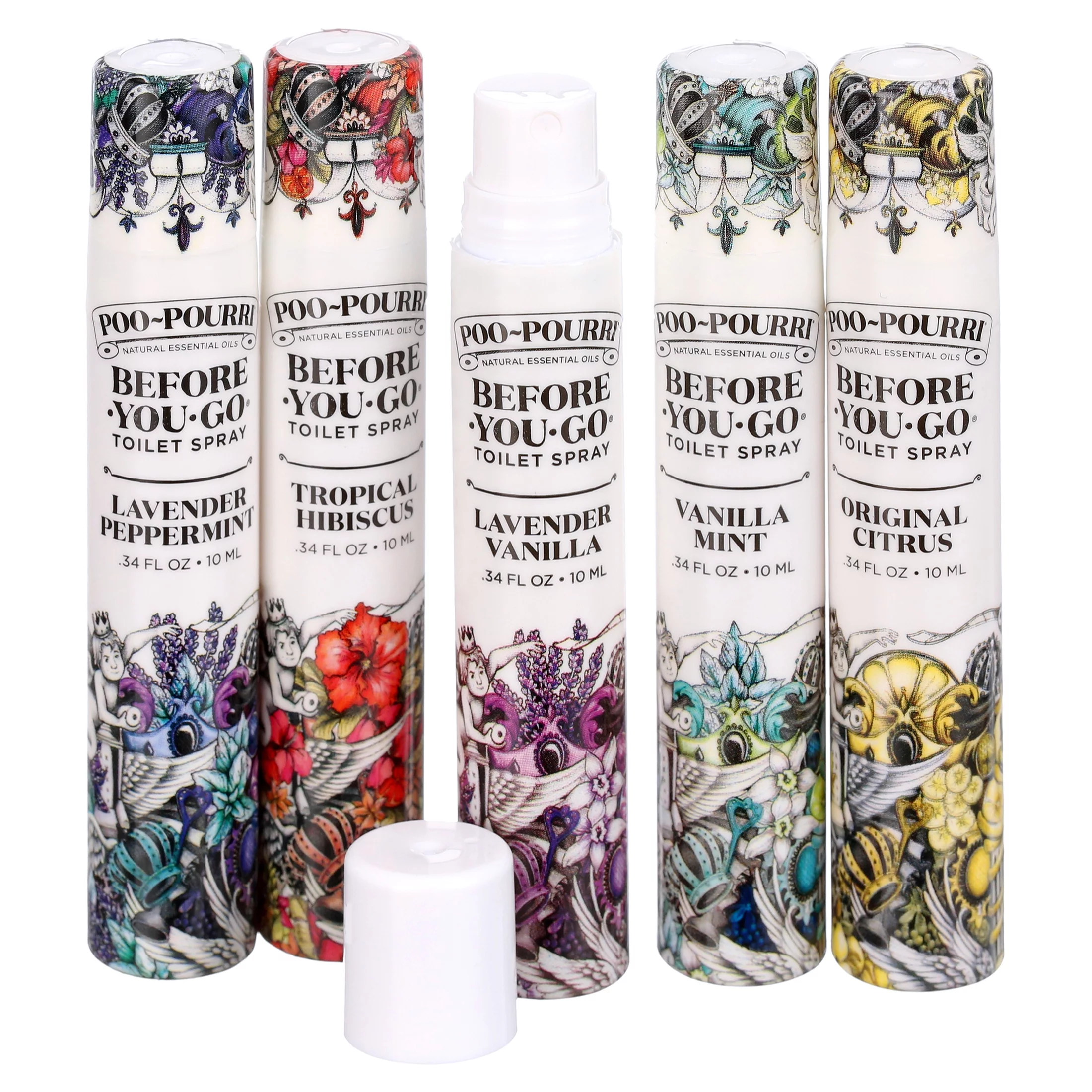 Poo-Pourri, 5pk In a Pinch Pack, 10ML, Before-You-Go Toilet Spray, Essential Oils, Natural, Non Aerosol, Air Freshener