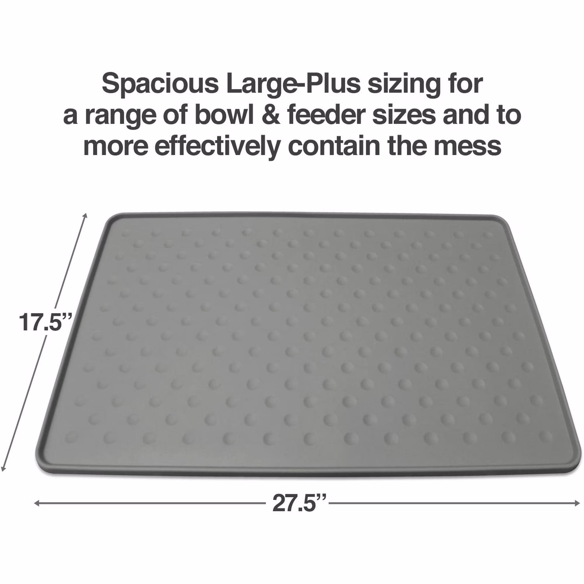 Waterproof Large Dog Food Mat, Extra Tough FDA Grade Silicone, Grey, 27.5 x 17.5