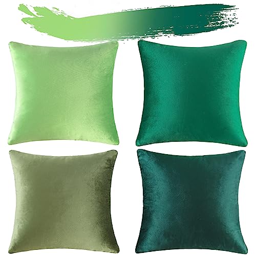 MADIZZ Set of 4 Super Soft Velvet Decorative Throw Pillow Covers Set Luxury Style Cushion Case for Sofa Bedroom 4 Pack British Green 18 x 18 Inch 45 x 45 cm