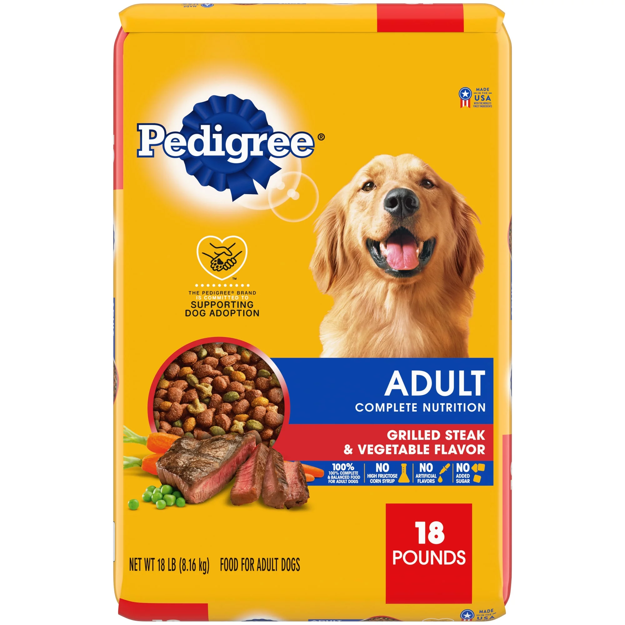 Pedigree Complete Nutrition Adult Grilled Steak and Vegetable Flavor Dry Dog Food 18 lb.