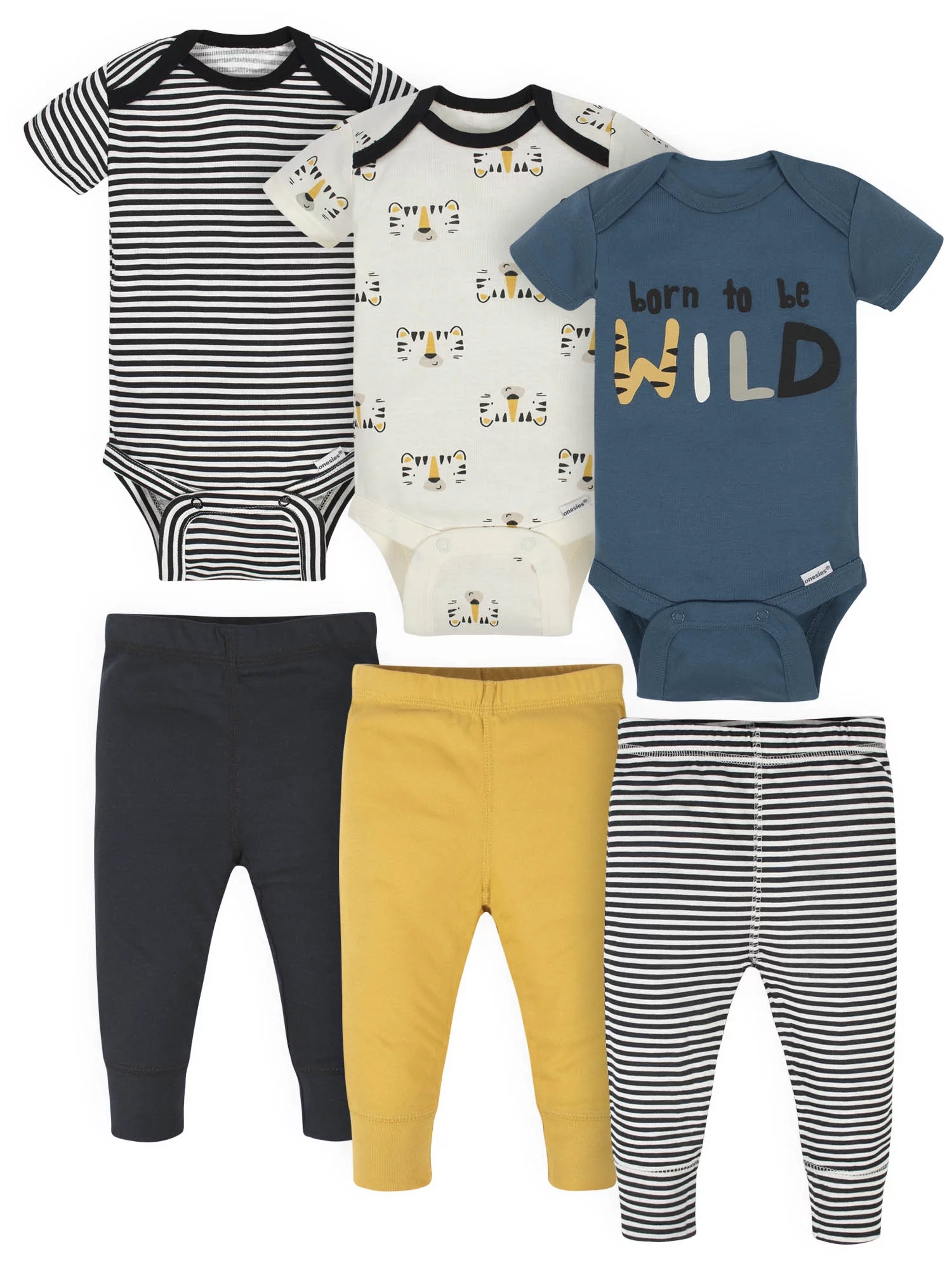 Onesies Brand Baby Boys Bodysuits & Pants Set, 6-Piece Outfit Set, Sizes NB-12M