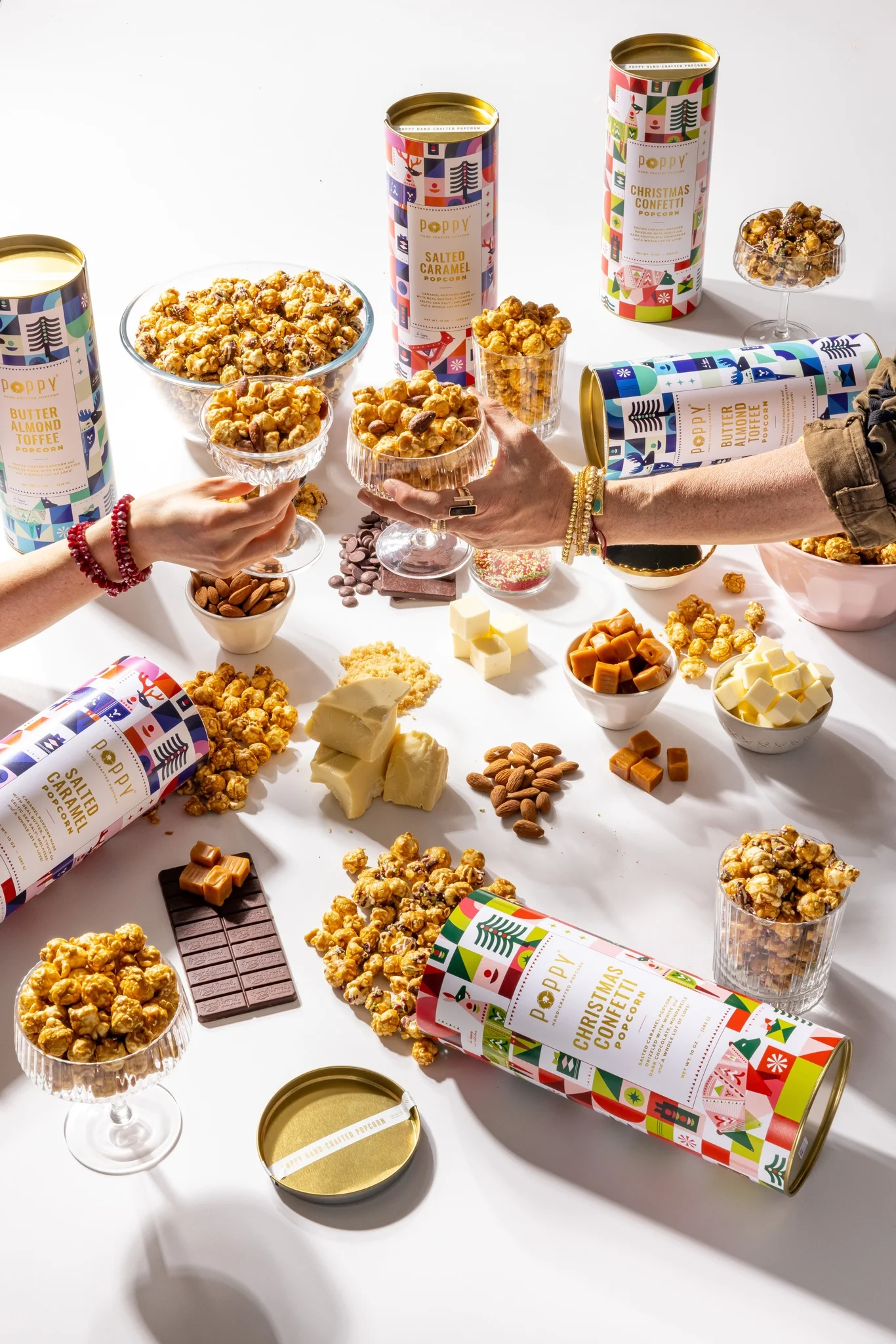 Poppy Popcorn Hand Crafted Butter Almond Toffee Holiday Cylinder