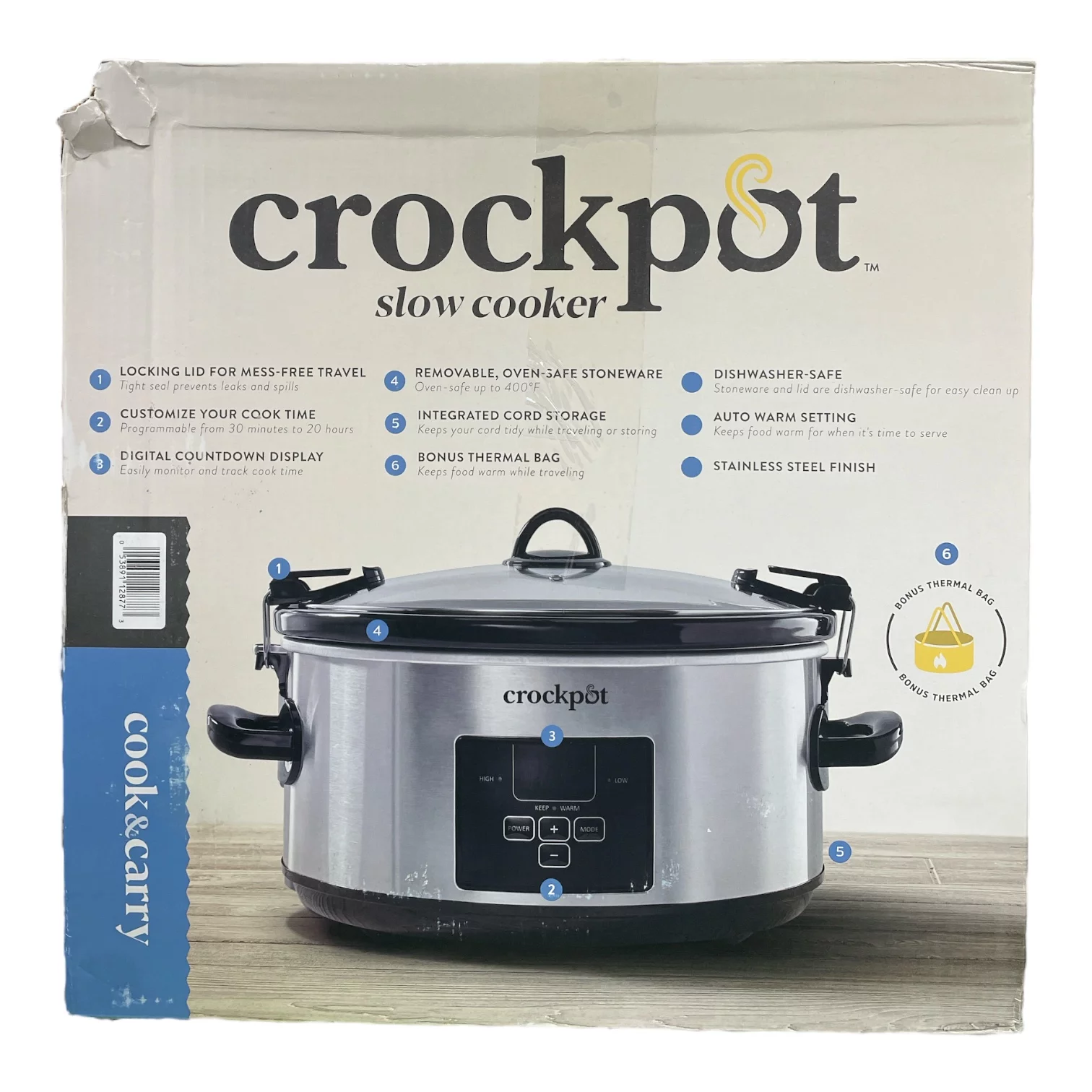 Crock-Pot 7 Quart Programmable Cook & Carry Extra Large Slow Cooker Digital Timer