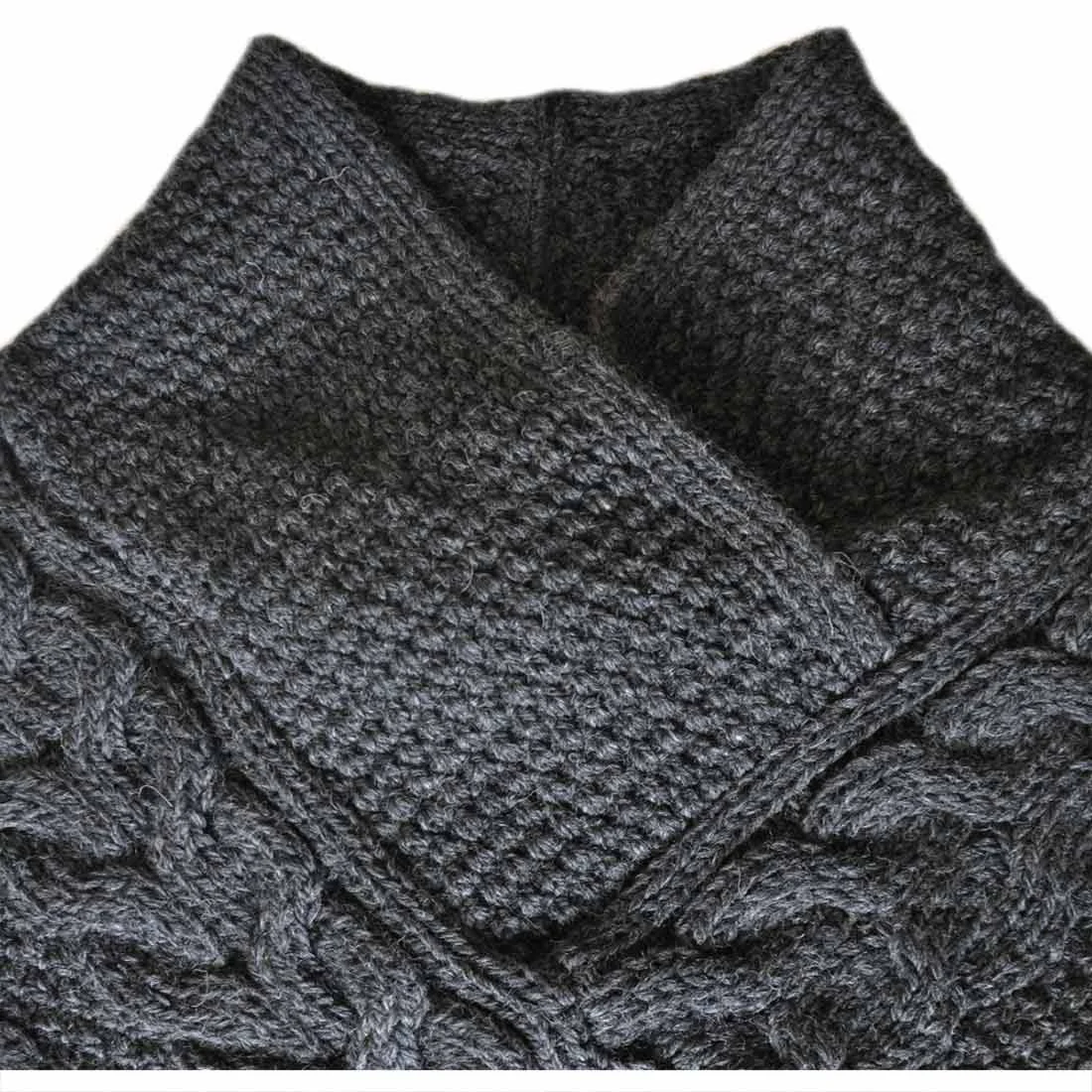 Aran Cable Poncho Charcoal