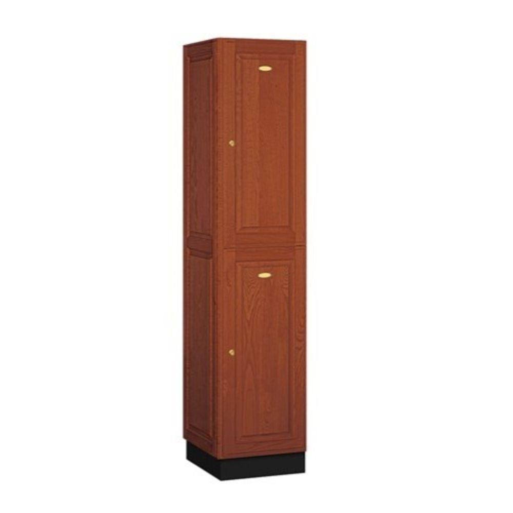 Salsbury Industries 12168MED 1 Wide Solid Oak Executive Wood Locker Double Tier - Medium Oak