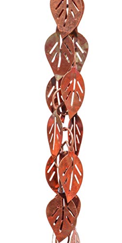 Monarch Rain Chains Pure Copper Cascading Leaves Rain Chain, 3 Feet Length Extension Replacement Downspout for Gutters