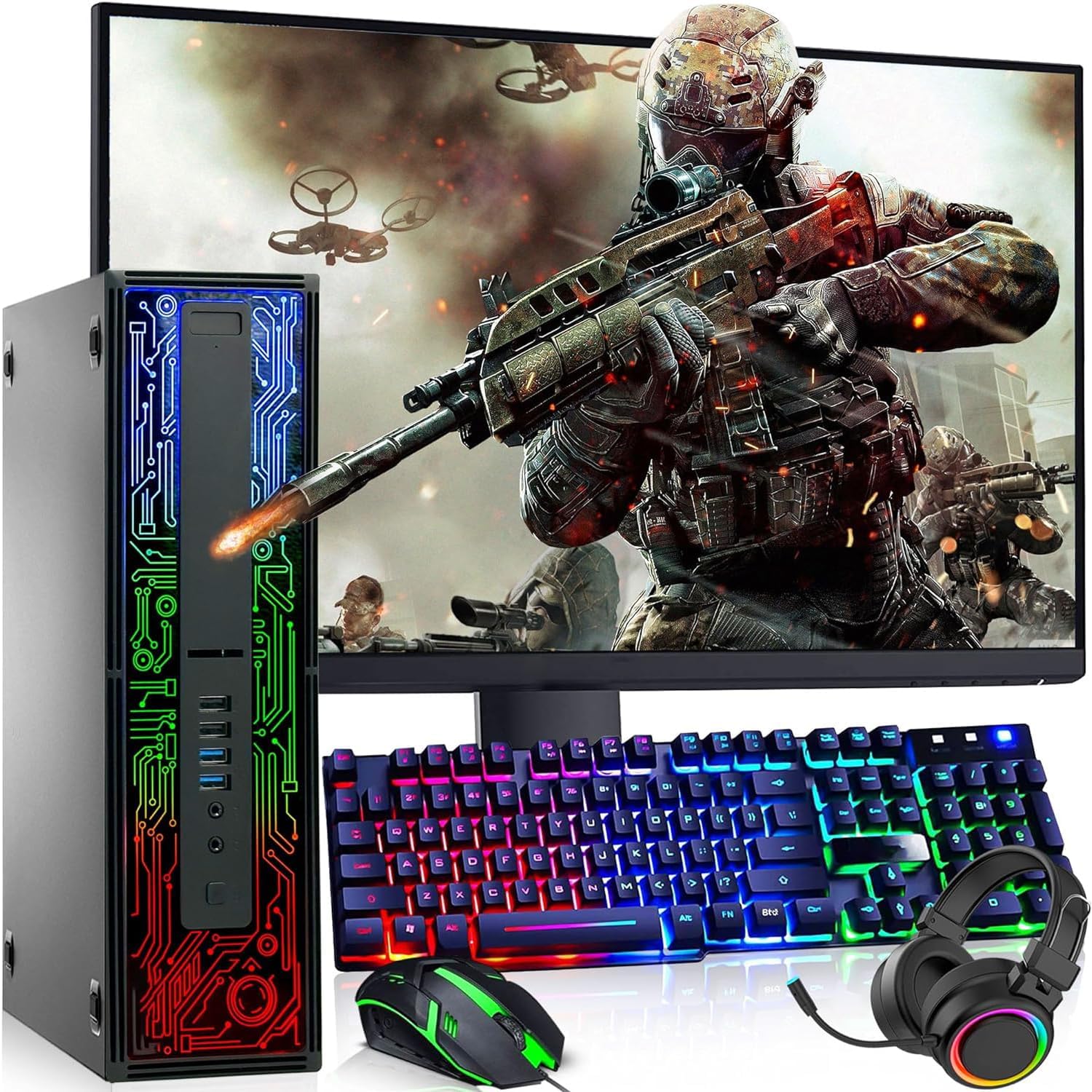 HP 800 G2 RGB Gaming PC Desktop – Intel Core i5 6th Gen, 16GB DDR4 Ram, 512GB SSD, NVIDIA GeForce GT 1030 2GB DDR5, New 24 Inch Monitor, Windows 10 Pro – Computer Tower for PC Gamer (Renewed)
