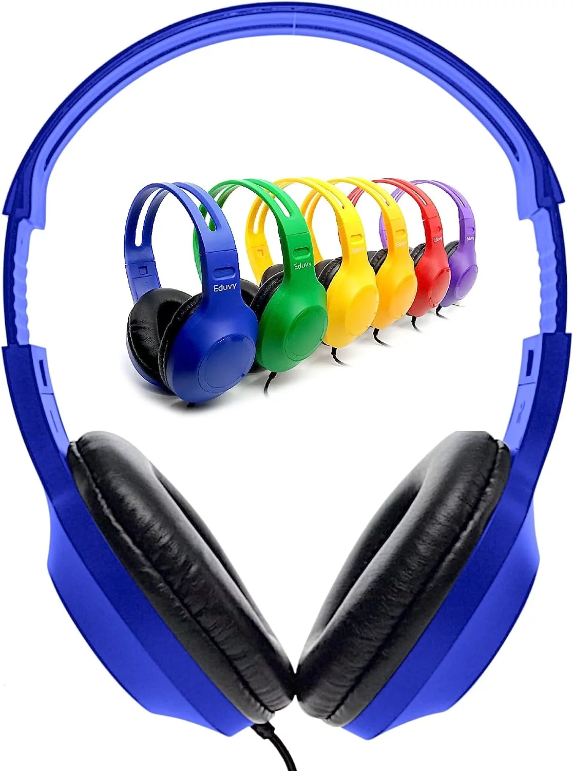 Eduvy Bulk Headphones for Classroom with Microphone, Pack of 24 Wired Headphones for Middle School to College Students. School Headphones Pack, Classroom Headphones. Classroom Must Haves(Mixed Color)