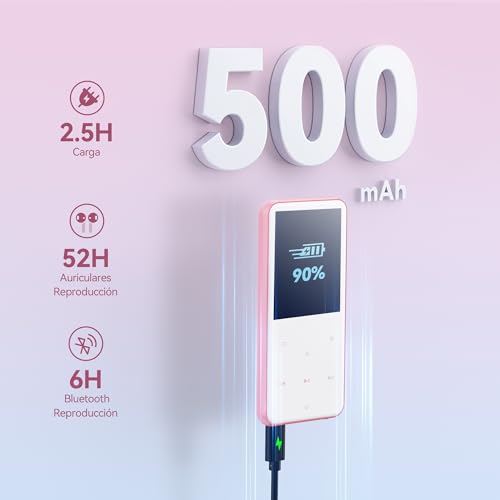 AGPTEK 64GB MP3 Player with Bluetooth, M3 2.4 inch Music Player with Speaker and FM Radio, Touch Buttons, Supports Up to 128GB(Purple)