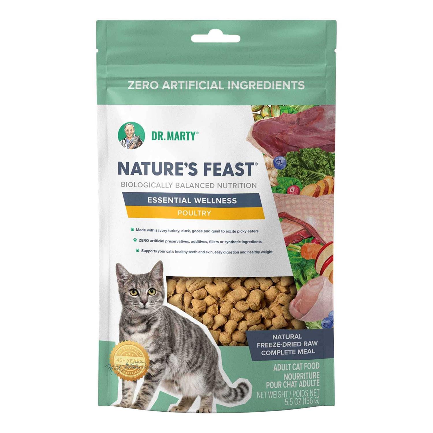 Dr Marty Nature's Feast Essential Wellness Poultry Freeze Dried Raw Cat Food - Pet Supplies online store