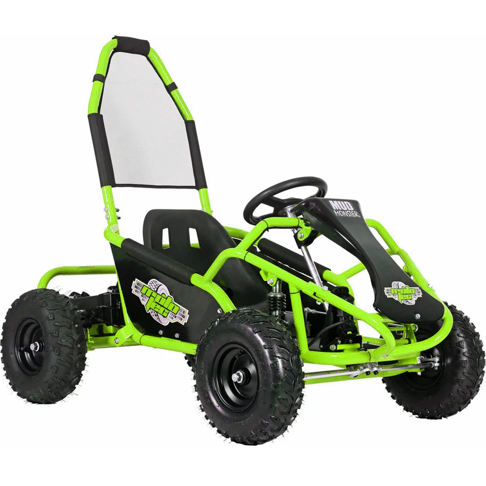 MotoTec Mud Monster Kids Electric 48V 1000w Go Kart Full Suspension, Green