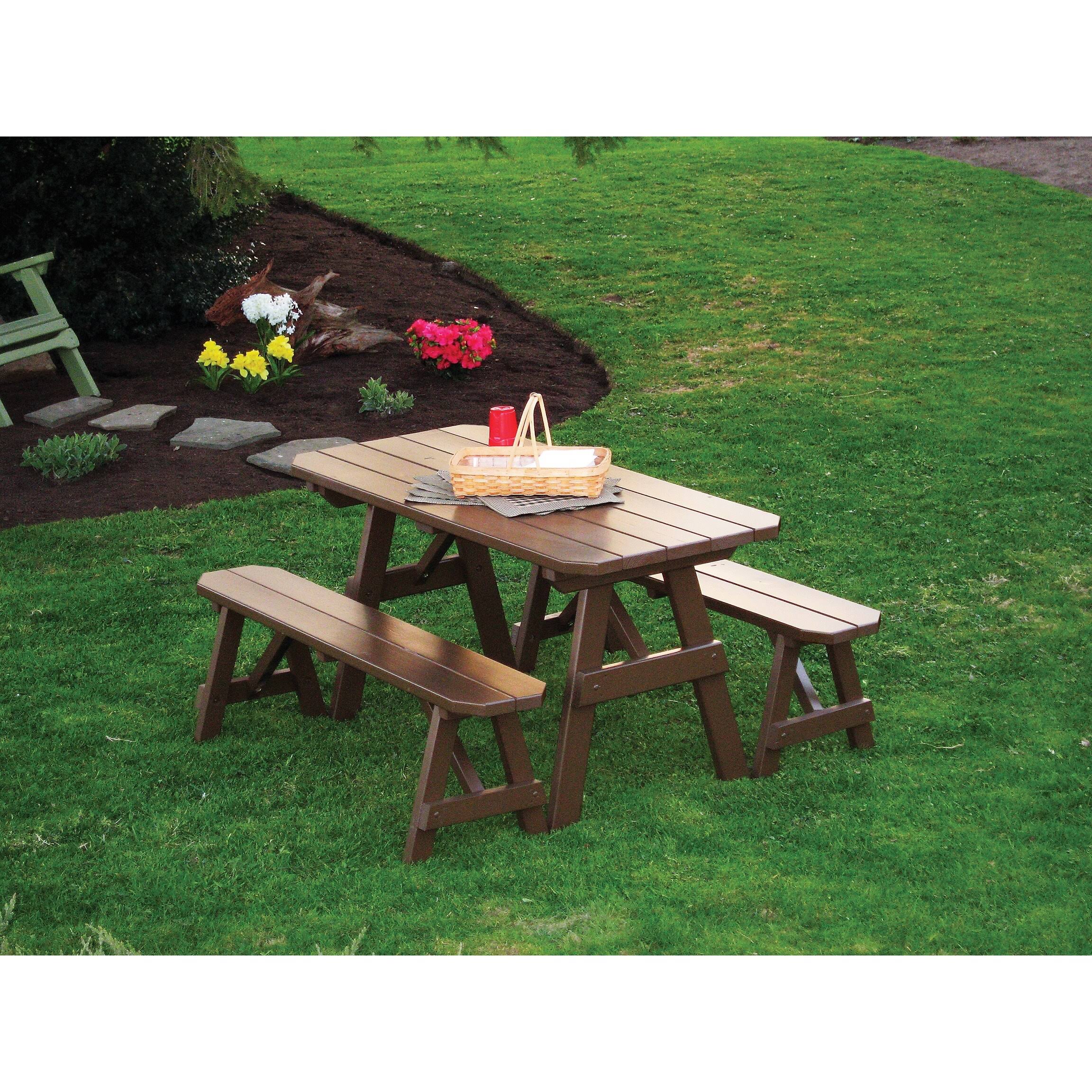 Pine 5' Traditional Picnic Table with 2 Benches - Mushroom Stain