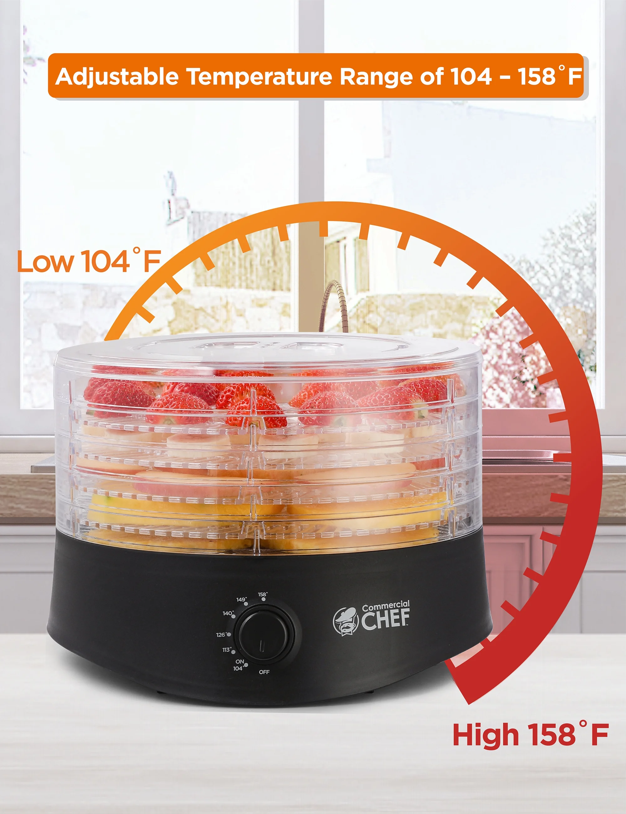 Commercial Chef Food Dehydrator, Dehydrator with 5 Drying Racks, Black