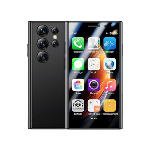 S23Pro 4G Mini Smartphone 3.0 Inch WiFi GPS MT6737 Quad Core Android 9.0 FDD TDD Unlocked Cell Phones Slim Body HD Camera Dual Sim Cute Palm Smartphone (Black 2GB+16GB)