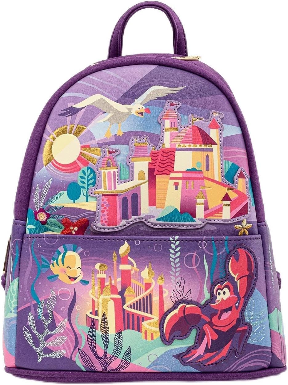 Loungefly Disney The Little Mermaid Ariel's Castle Mini Backpack PURPLE