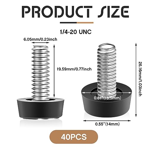 1/4-20 UNC Thread Adjustable Furniture Levelers Screw in Galvanized Steel Glide Furniture Leveling Feet Screw on Floor Leveler for Table,Chair, Cabinet, Patio Furniture Workbench Legs (20 Pack)