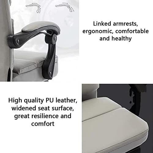 Executive Office Chairs, Ergonomic Gaming Recliner with Segmented Back, Adjustable Tilt Angle and Retractable Footrest, 360° Caster Rotation (C)